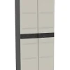 Armoire meuble de rangement 2 portes, intérieur/extérieur coloris noir/taupe - Longueur 70 x Profondeur 44 x Hauteur 176 cm