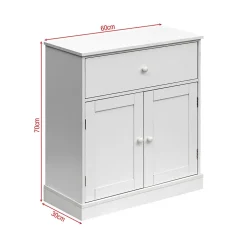 Armoire Meuble de salle de bains avec Tiroir 2 Portes en bois Blanc