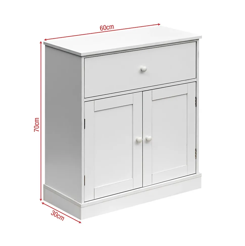 Armoire Meuble de salle de bains avec Tiroir 2 Portes en bois Blanc