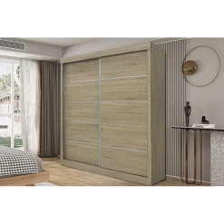 Armoire MILS 2 portes coulissantes Chene Sonoma Style scandinave