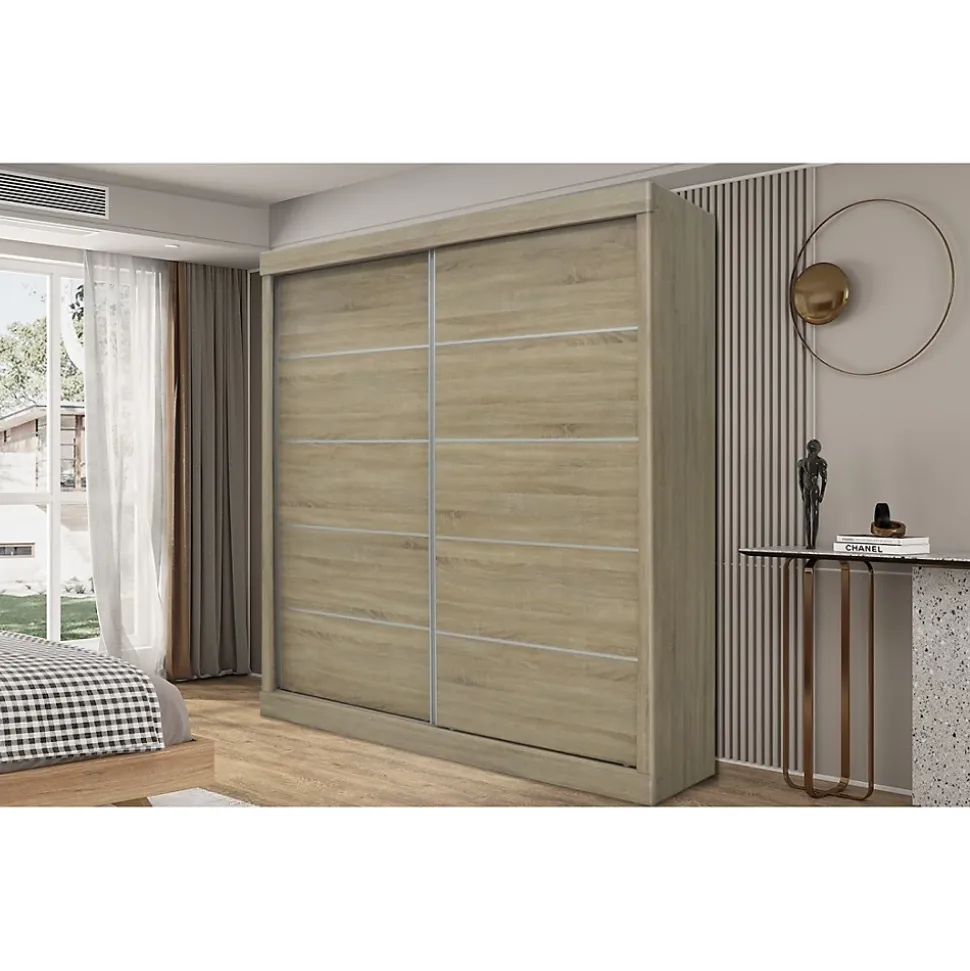 Armoire MILS 2 portes coulissantes Chene Sonoma Style scandinave
