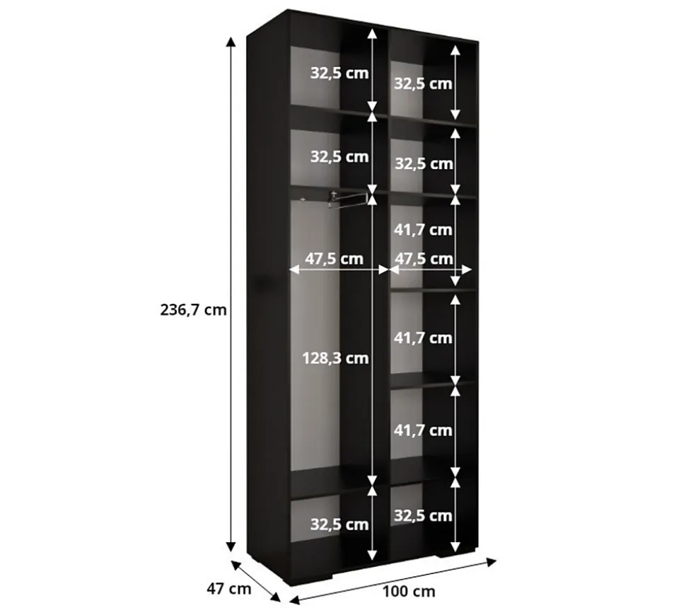 Armoire Miroir Inova 1 100/47/236,7 2 Portes