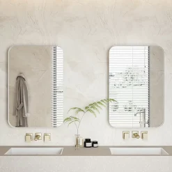 Armoire Miroir Murale - Meuble de Salle de Bain avec Rangement et Étagères Réglables, Cadre Métal, Meuble de Rangement Blanc