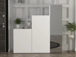 Armoire modulable 3 portes - Avec miroir - L180 cm - Blanc - TELEZA