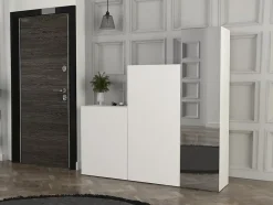 Armoire modulable 3 portes - Avec miroir - L180 cm - Blanc - TELEZA