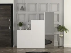 Armoire modulable 3 portes - Avec miroir - L180 cm - Blanc - TELEZA
