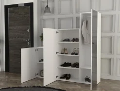 Armoire modulable 3 portes - Avec miroir - L180 cm - Blanc - TELEZA