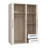 Armoire MOKKARIS Chene Sonoma Blanc mat 3 portes 144,4 x 58,8 x 200,1 cm
