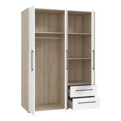 Armoire MOKKARIS Chene Sonoma Blanc mat 3 portes 144,4 x 58,8 x 200,1 cm