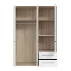 Armoire MOKKARIS Chene Sonoma Blanc mat 3 portes 144,4 x 58,8 x 200,1 cm