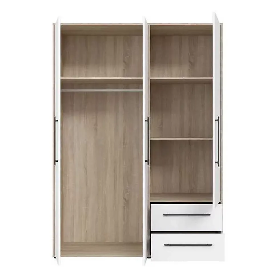 Armoire MOKKARIS Chene Sonoma Blanc mat 3 portes 144,4 x 58,8 x 200,1 cm