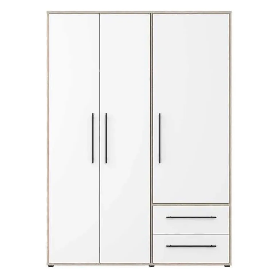 Armoire MOKKARIS Chene Sonoma Blanc mat 3 portes 144,4 x 58,8 x 200,1 cm