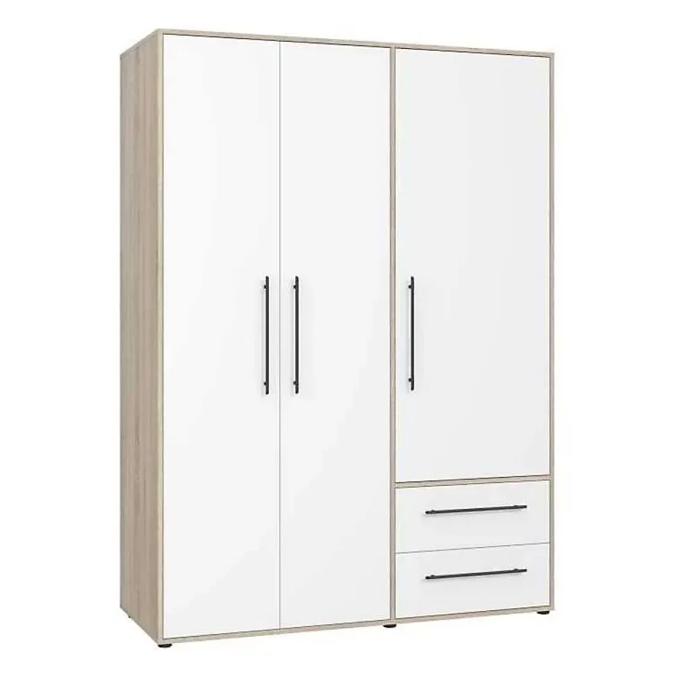Armoire MOKKARIS Chene Sonoma Blanc mat 3 portes 144,4 x 58,8 x 200,1 cm