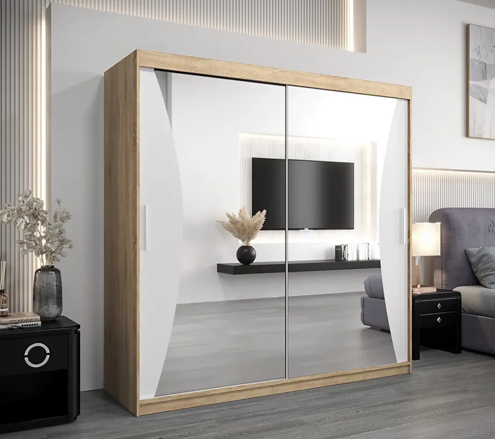 Armoire Monaco a portes coulissantes H. 200 x L. 200 x P. 62 2 portes