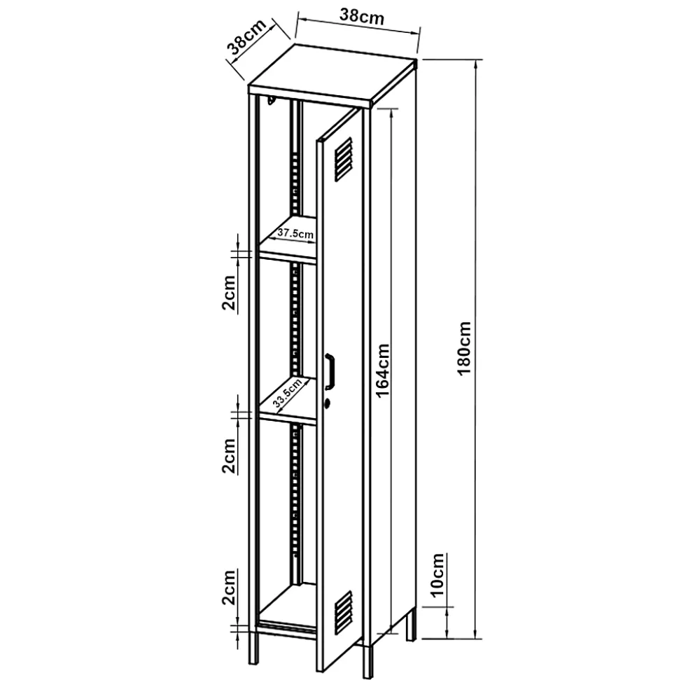 Armoire métallique Seinäjoki acier 180 x 38 x 38 cm blanc en.casa