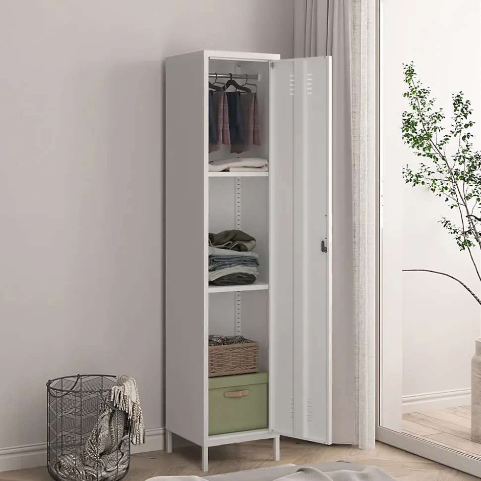 Armoire métallique Seinäjoki acier 180 x 38 x 38 cm blanc en.casa