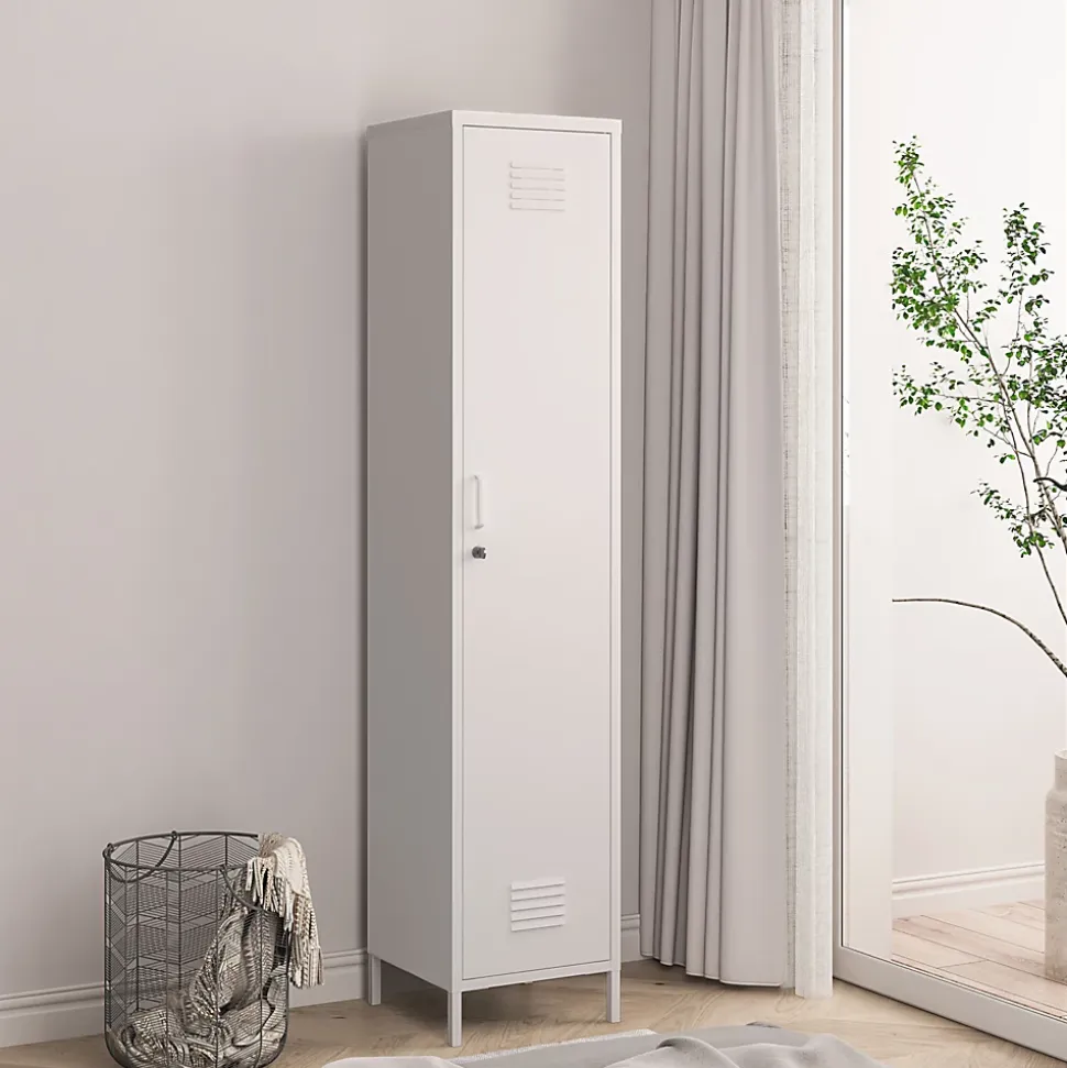 Armoire métallique Seinäjoki acier 180 x 38 x 38 cm blanc en.casa