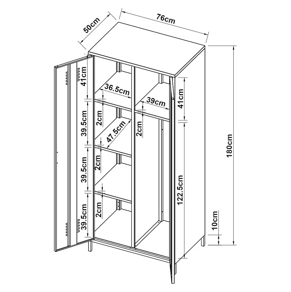 Armoire métallique Seinäjoki acier 180 x 76 x 50 cm blanc en.casa
