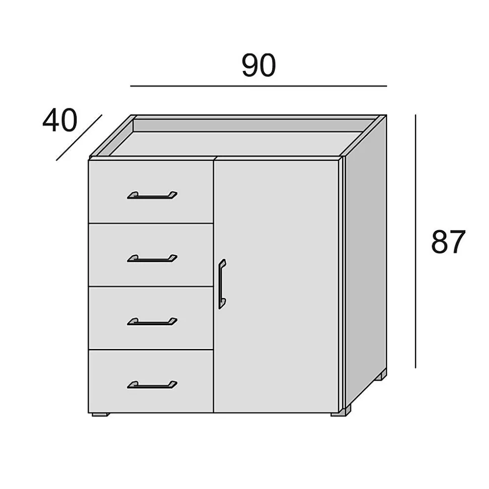 Armoire Multifonctionnelle Avec Porte Et Tiroir L90cm, H87cm, P 41Cm