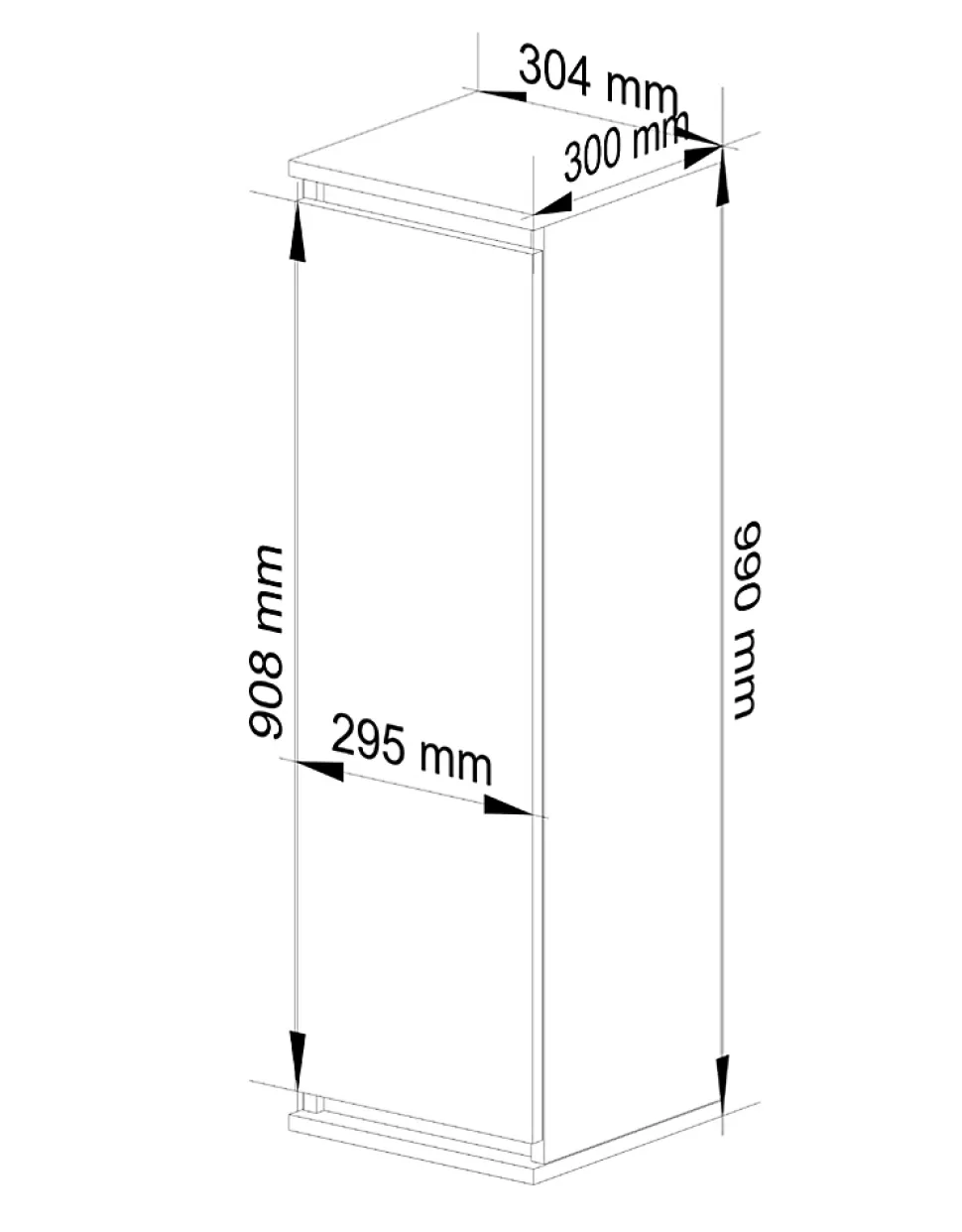 Armoire murale AKORD W30 Blanche 30 cm 1 porte façade Blanche 3 étagères 30x30x99 cm