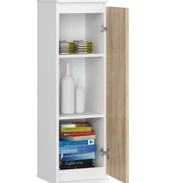 Armoire murale AKORD W30 Blanche 30 cm 1 porte façade Chêne Sonoma 3 étagères 30x30x99 cm