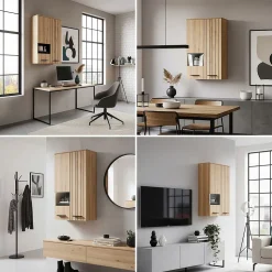 Armoire murale Noppen 98 x 60 x 35 cm effet chêne en.casa