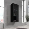 Armoire Murale Vitrine LED - 40 x 126 x 29cm - Noir Finition brillante - 3 compartiments 3 vitrines - Rangement - NORA V2