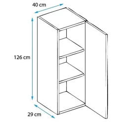 Armoire Murale Vitrine LED - 40 x 126 x 29cm - Noir Finition brillante - 3 compartiments 3 vitrines - Rangement - NORA V2