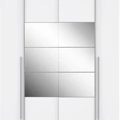 Armoire NARAGO Blanc Mat 200x61x210 cm 4 portes miroir 10 tablettes 2 tringles