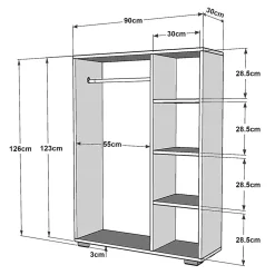 Armoire Nesbyen avec 4 compartiments de stockage 123 x 90 x 30 cm effet noyer en.casa