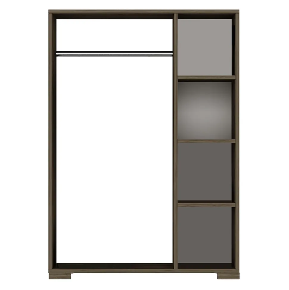 Armoire Nesbyen avec 4 compartiments de stockage 123 x 90 x 30 cm effet noyer en.casa