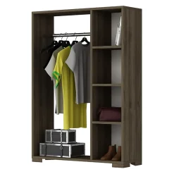 Armoire Nesbyen avec 4 compartiments de stockage 123 x 90 x 30 cm effet noyer en.casa