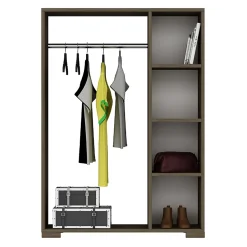 Armoire Nesbyen avec 4 compartiments de stockage 123 x 90 x 30 cm effet noyer en.casa
