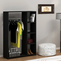 Armoire Nesbyen avec 4 compartiments de stockage 123 x 90 x 30 cm noir en.casa