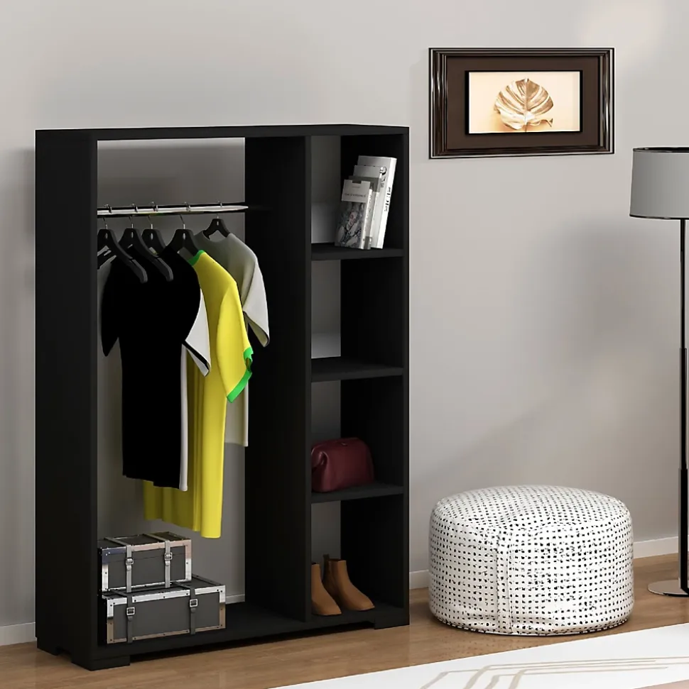 Armoire Nesbyen avec 4 compartiments de stockage 123 x 90 x 30 cm noir en.casa
