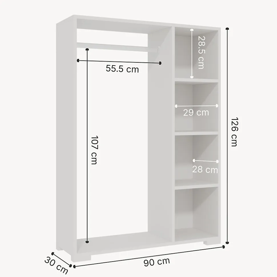 Armoire Nesbyen avec 4 compartiments de stockage 126 x 90 x 30 cm blanc en.casa