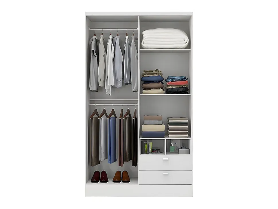 Armoire ODILON - 4 portes & 2 tiroirs - L.120 cm - Blanc