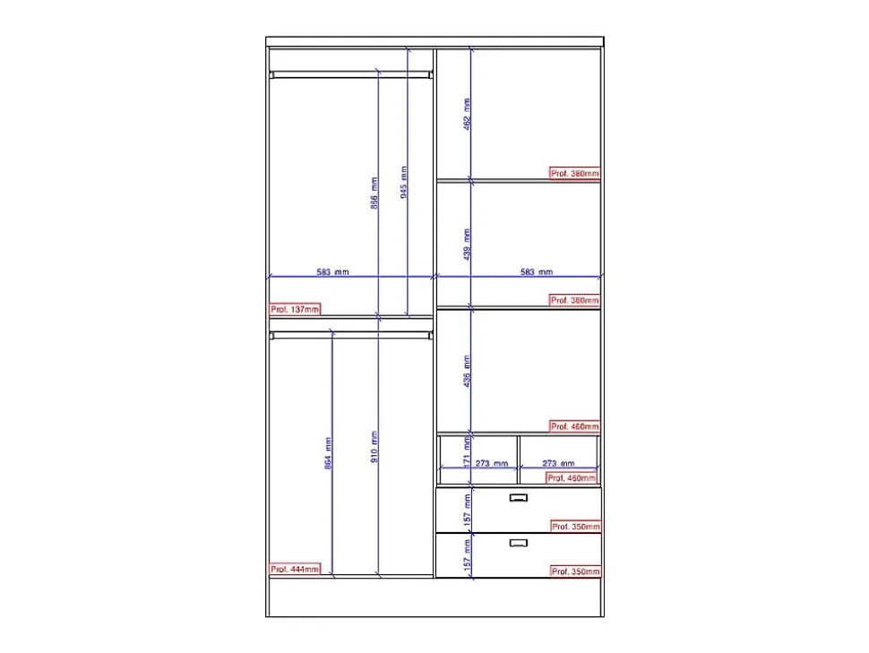 Armoire ODILON - 4 portes & 2 tiroirs - L.120 cm - Blanc