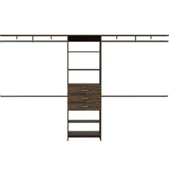 Armoire ouverte Plego, avec 3 tiroirs, étagère et rails de suspension, 187.45 cm X 299.97 cm X 41.40 cm , Brown