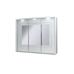 Armoire PANAREA 3 portes coulissantes avec miroirs et LED, finition chrome, design moderne