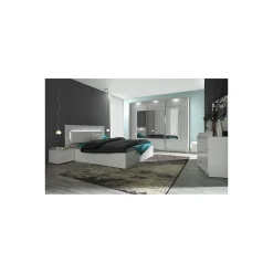 Armoire PANAREA 3 portes coulissantes avec miroirs et LED, finition chrome, design moderne