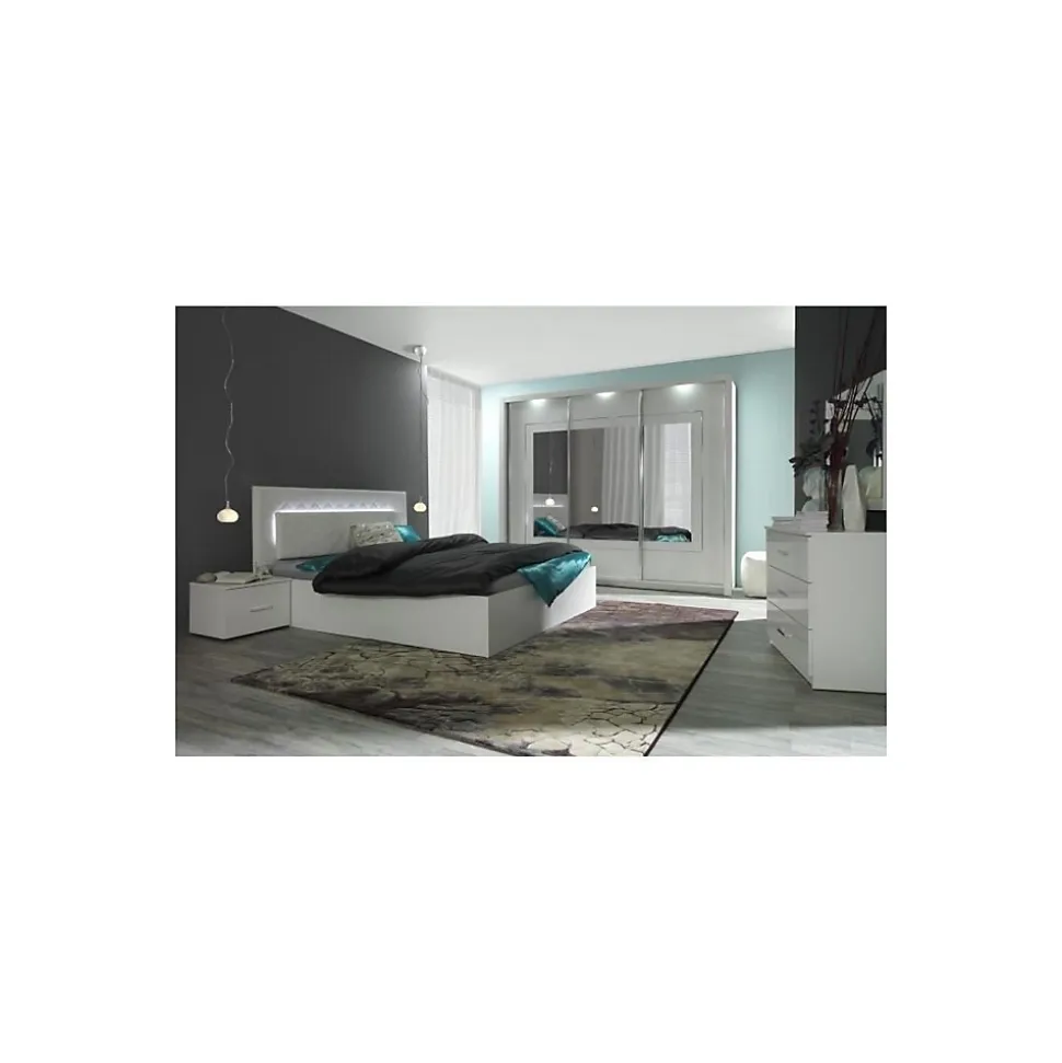 Armoire PANAREA 3 portes coulissantes avec miroirs et LED, finition chrome, design moderne