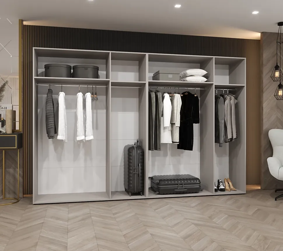 Armoire Parma 1 a portes battantes H. 202 x L.300 x P. 52, 6 portes