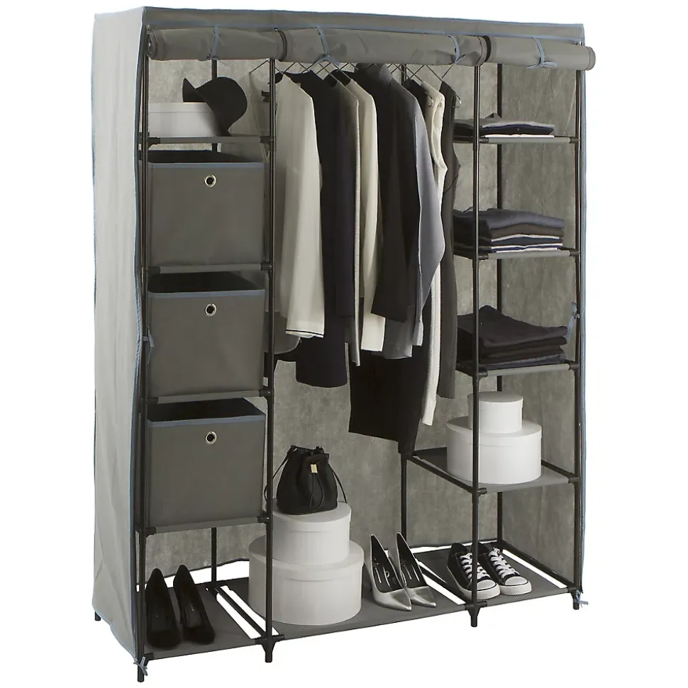 Armoire penderie 3 boîtes tissu gris anthracite - 5Five