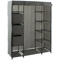 Armoire penderie 3 boîtes tissu gris anthracite - 5Five