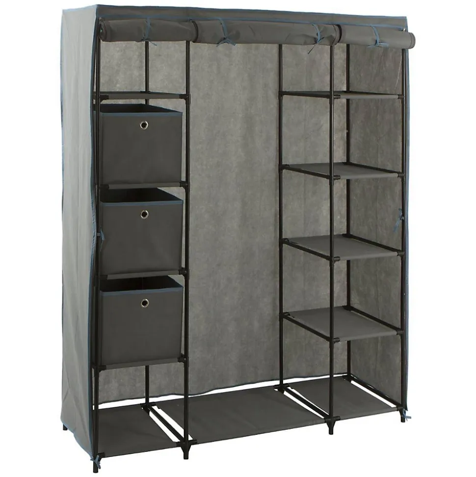 Armoire penderie 3 boîtes tissu gris anthracite - 5Five