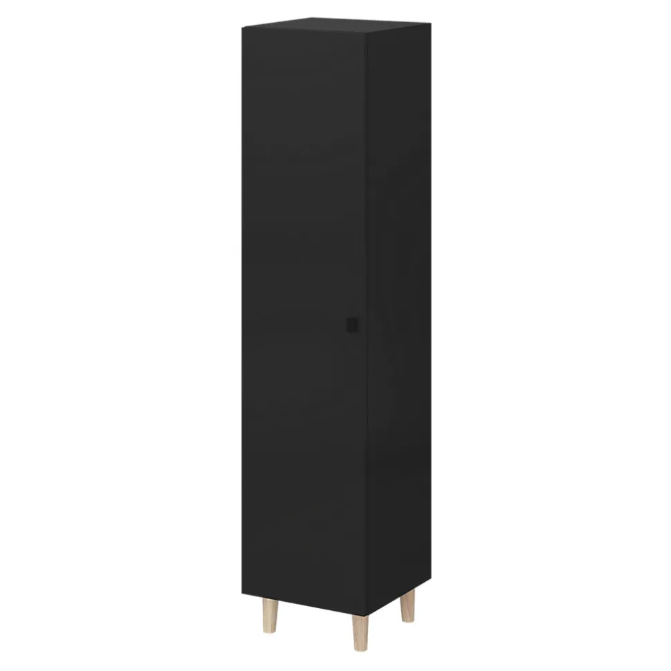Armoire penderie 1 porte battante noire GoodHome Atomia H. 149,7 x L. 37 x P. 35 cm