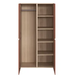 Armoire penderie 2 portes battantes terracotta et effet chêne GoodHome Atomia H. 187 x L. 100 x P. 45 cm