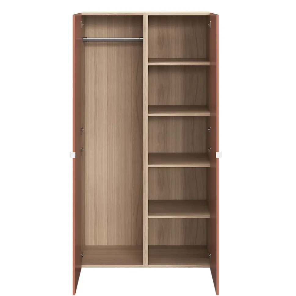 Armoire penderie 2 portes battantes terracotta et effet chêne GoodHome Atomia H. 187 x L. 100 x P. 45 cm