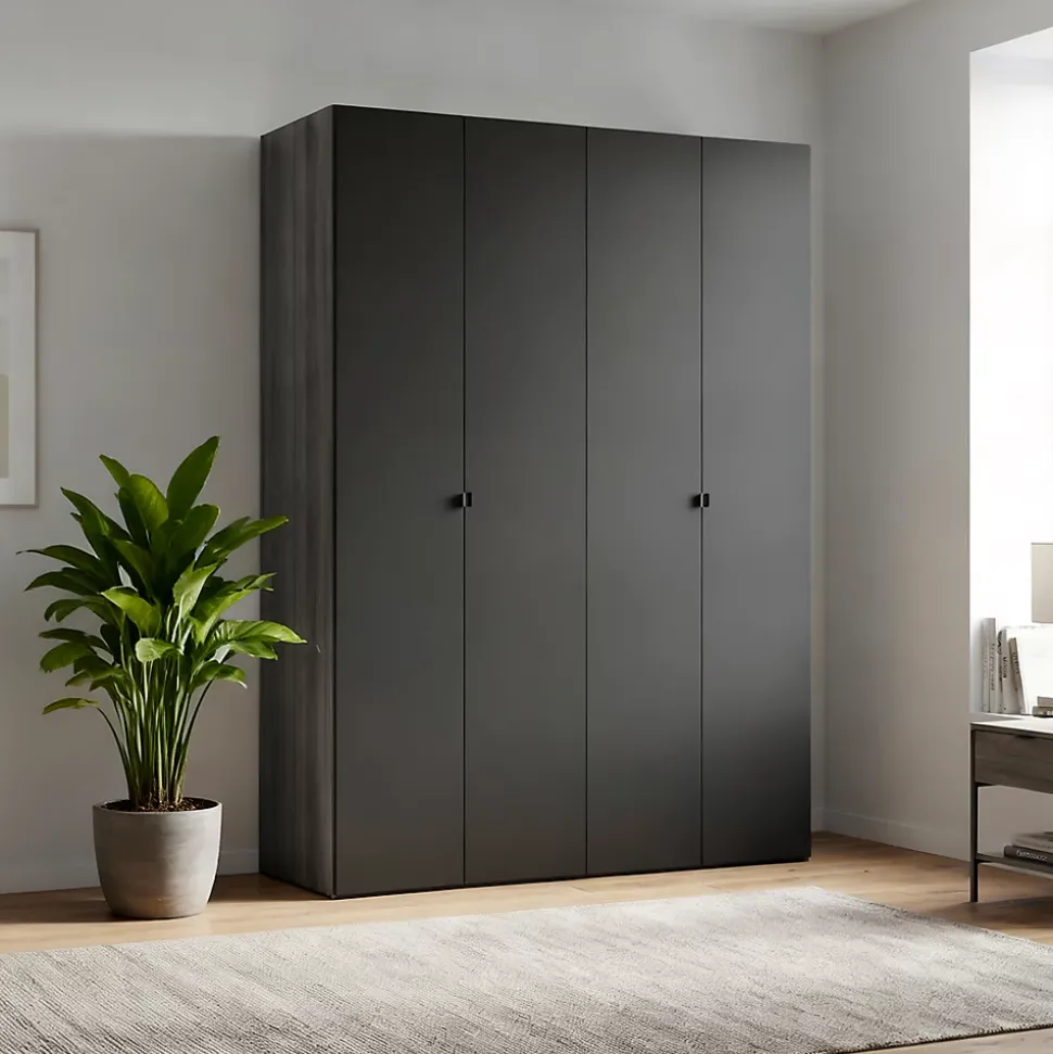 Armoire penderie 4 portes battantes noir GoodHome Atomia H. 225 x L. 150 x P. 58 cm